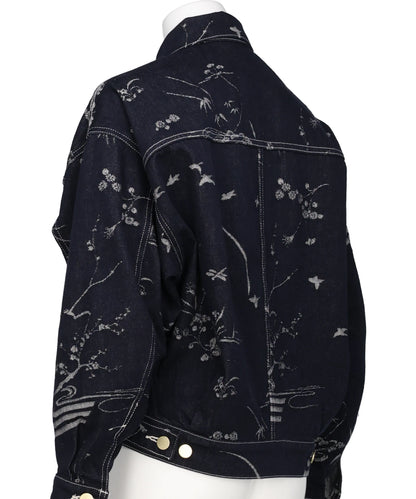 NATURE PATTERN JACQUARDSHORT DENIM JACKET