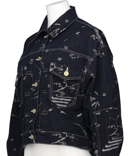NATURE PATTERN JACQUARDSHORT DENIM JACKET