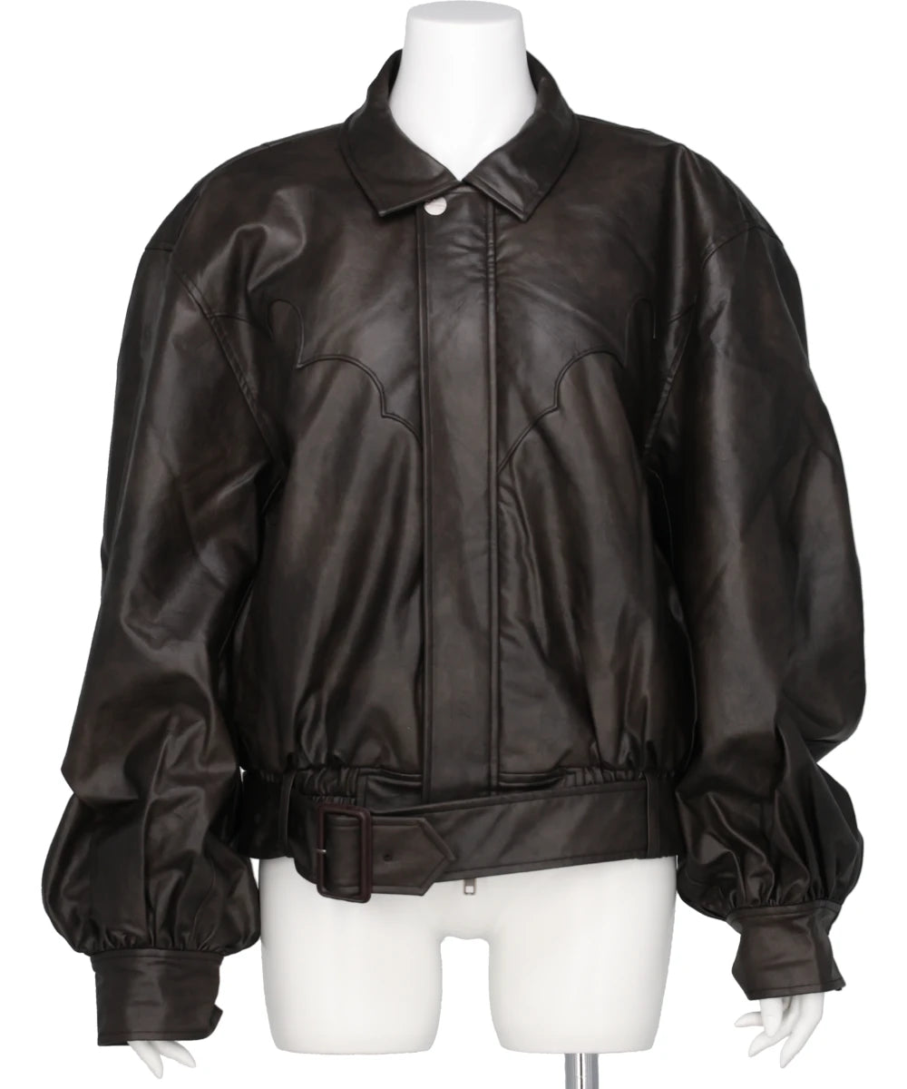 FAUX LEATHER BOMBER JACKET