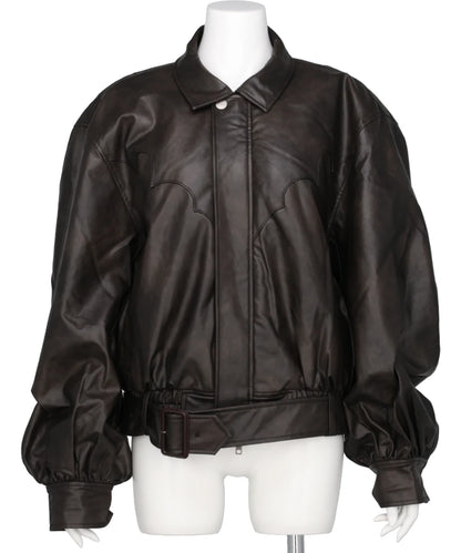 FAUX LEATHER BOMBER JACKET