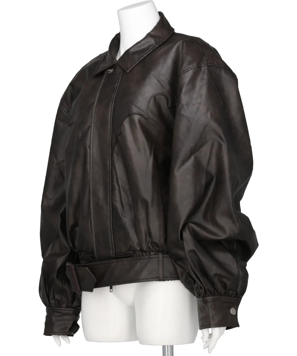 FAUX LEATHER BOMBER JACKET