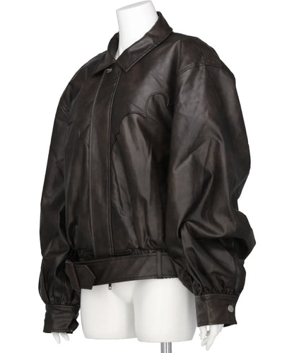 FAUX LEATHER BOMBER JACKET