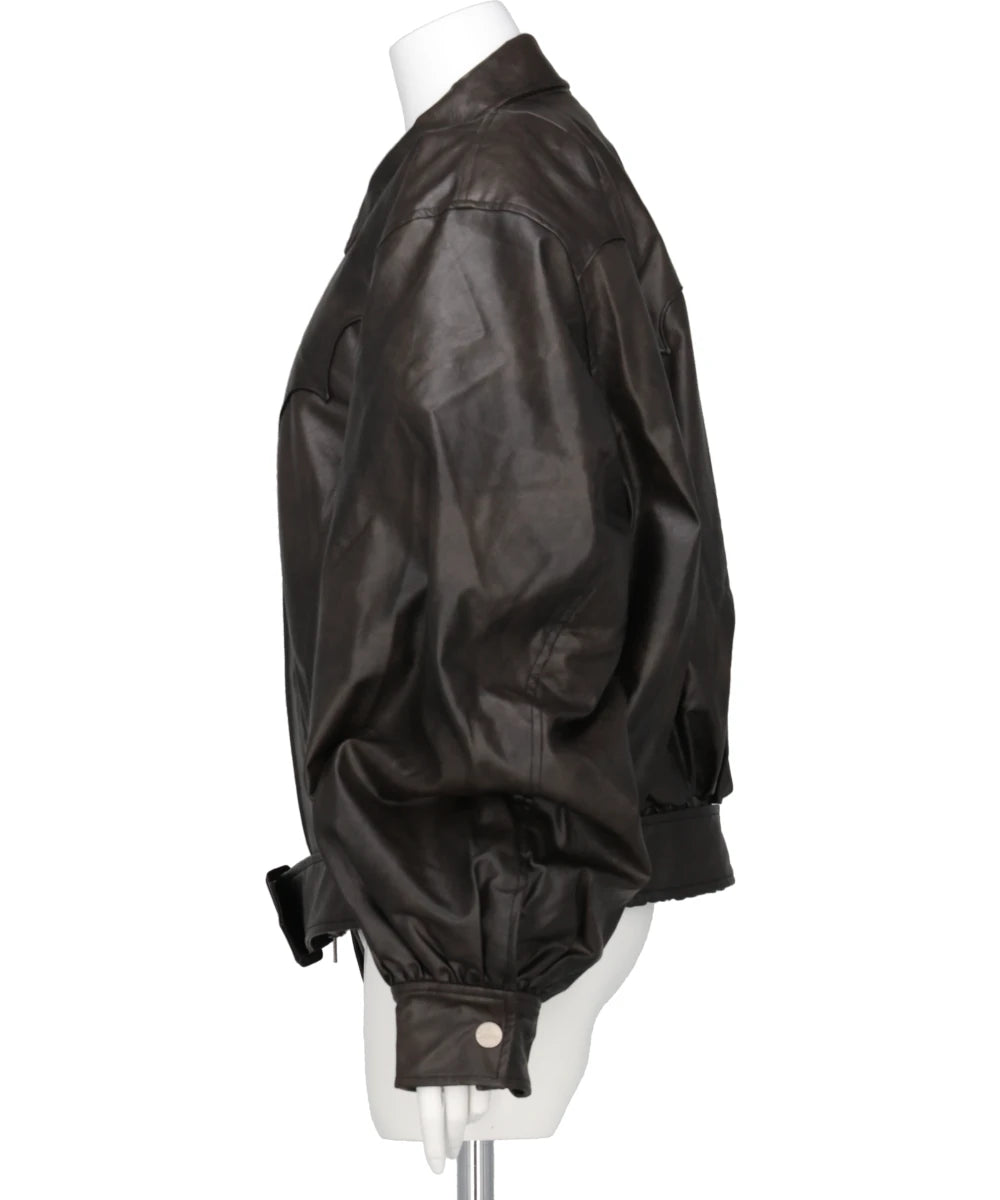 FAUX LEATHER BOMBER JACKET