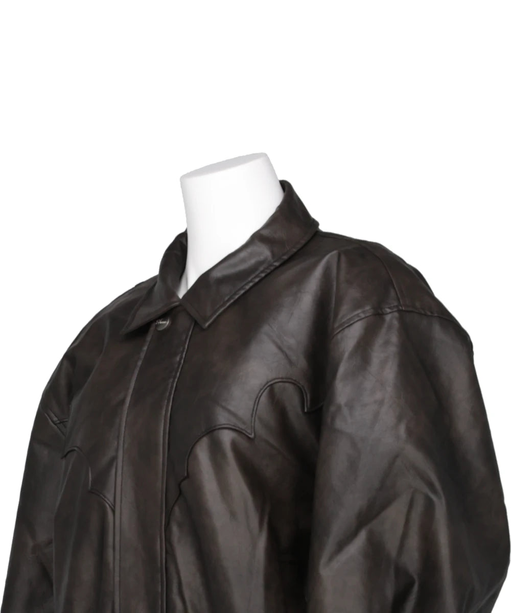 FAUX LEATHER BOMBER JACKET