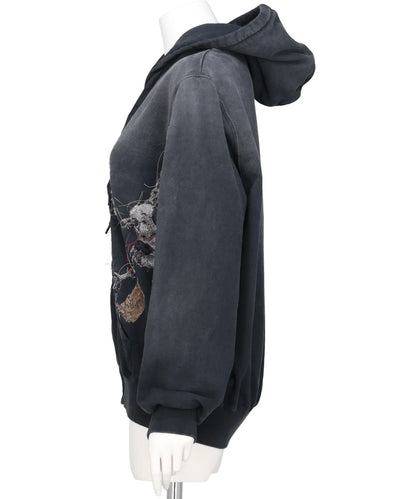 EMBROIDERED CHAIN ZIP-UP HOODIE