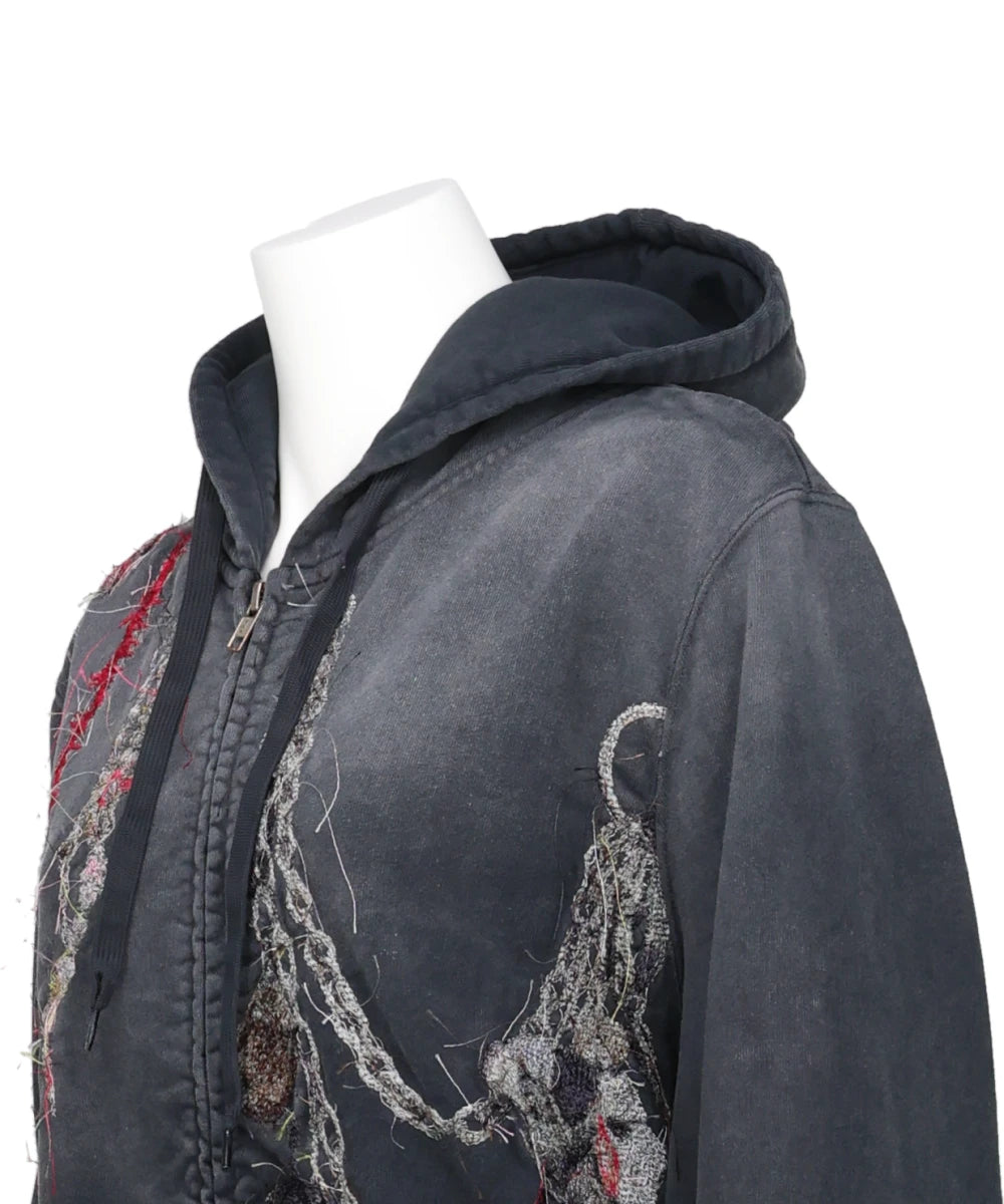 EMBROIDERED CHAIN ZIP-UP HOODIE