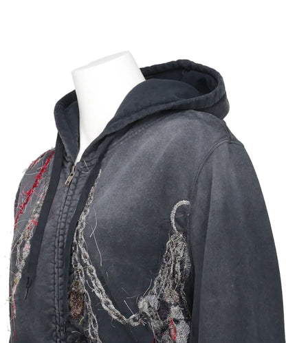 EMBROIDERED CHAIN ZIP-UP HOODIE