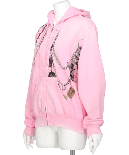 EMBROIDERED CHAIN ZIP-UP HOODIE