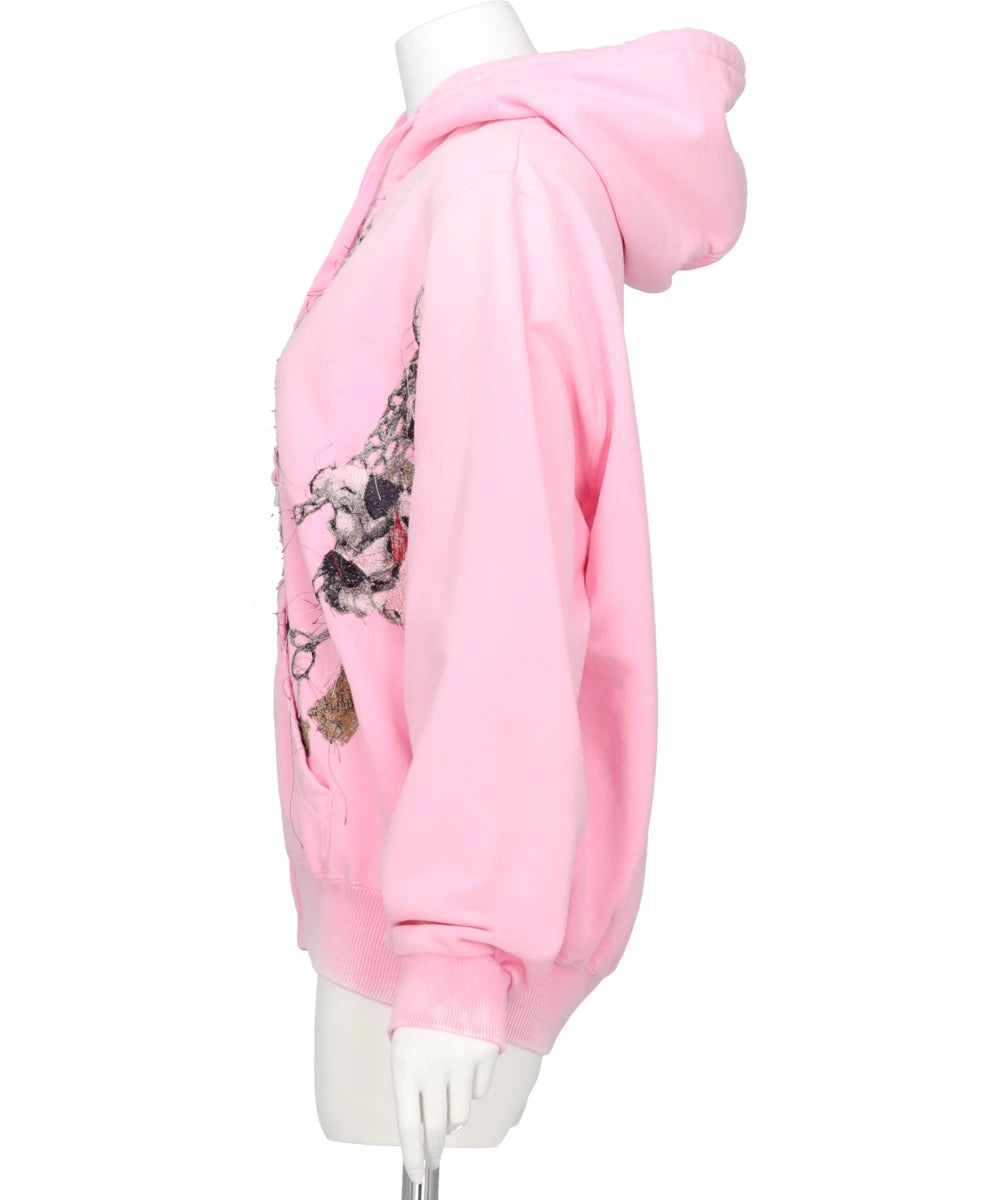 EMBROIDERED CHAIN ZIP-UP HOODIE