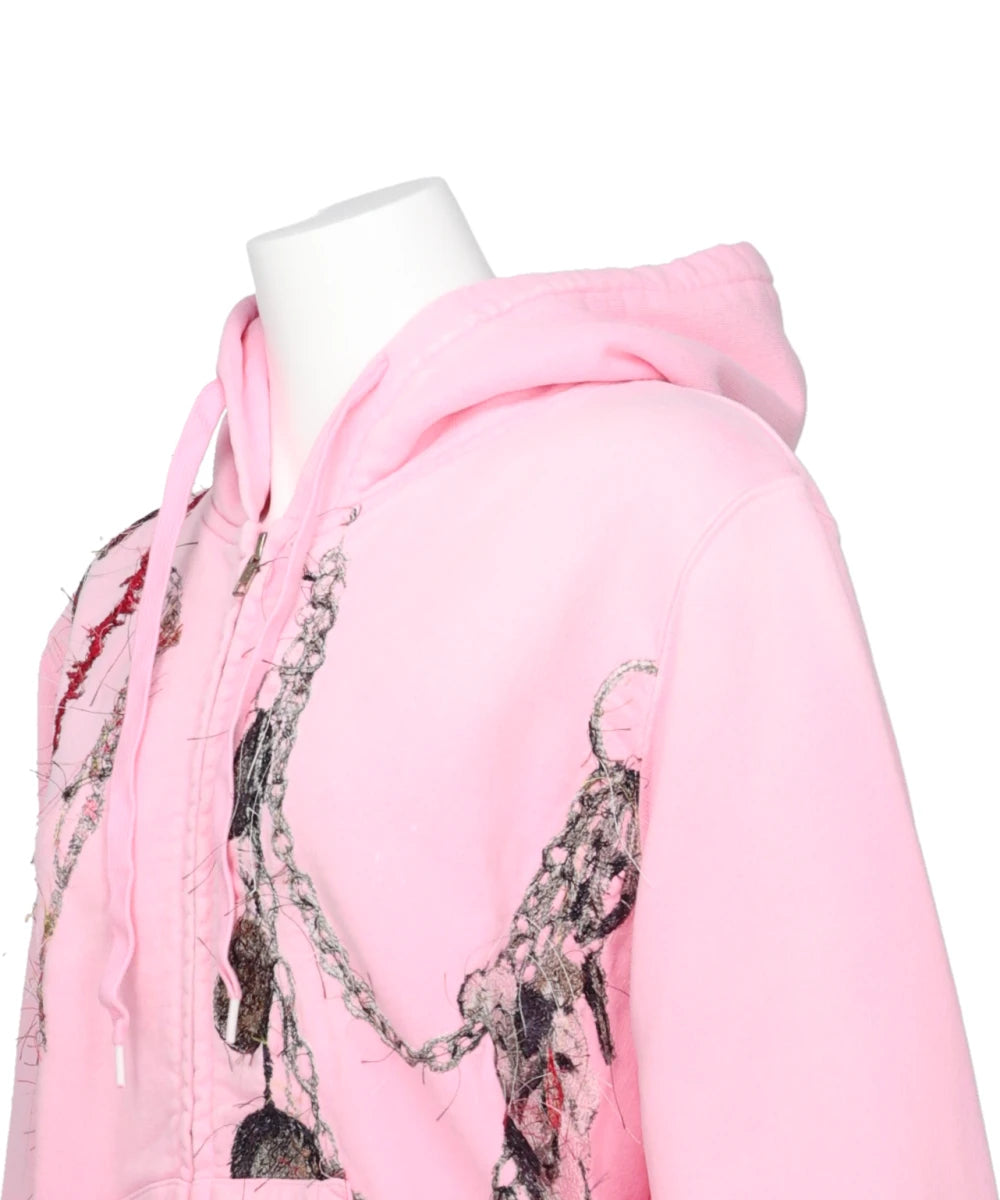 EMBROIDERED CHAIN ZIP-UP HOODIE