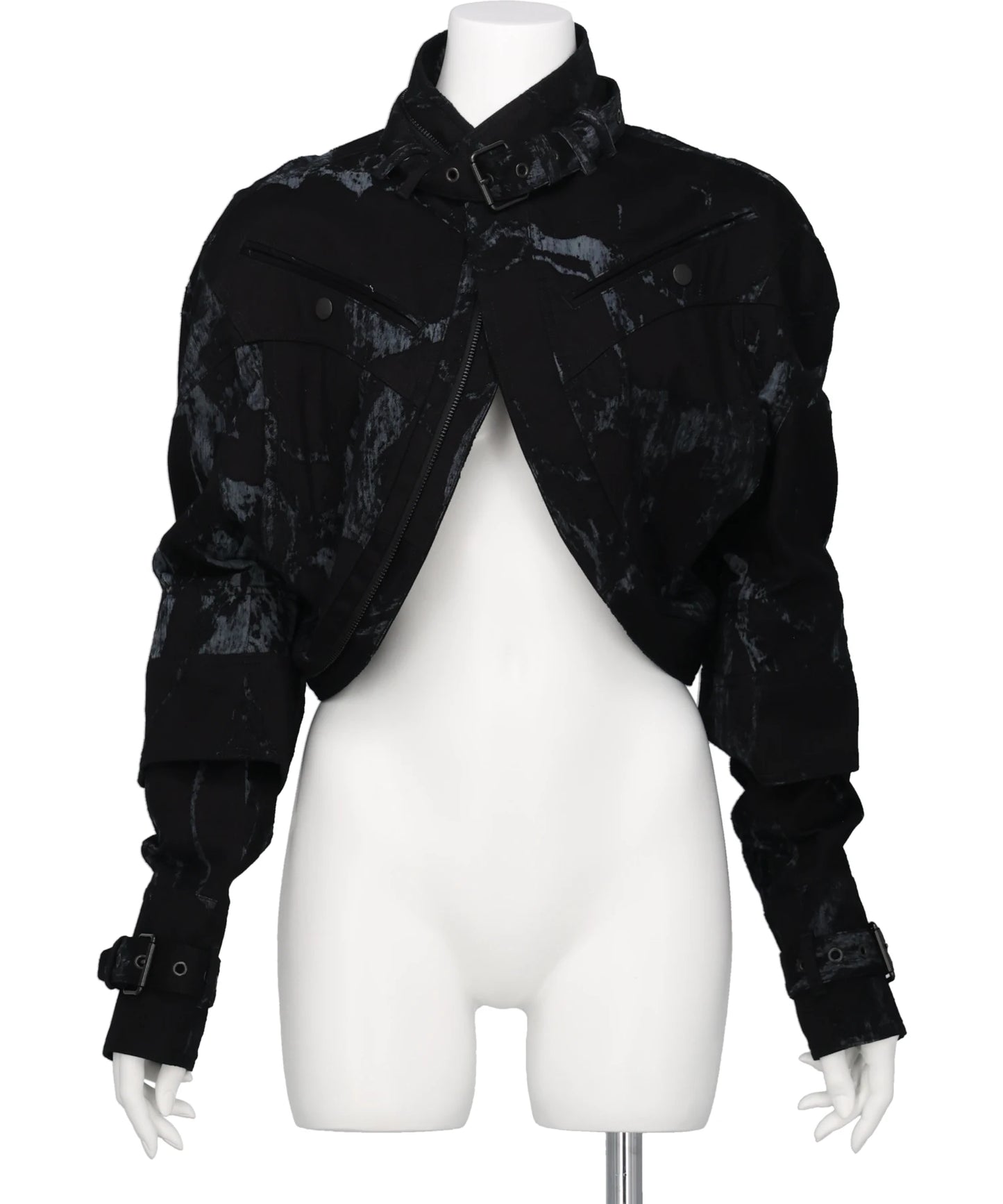 SCAPULAR HARNESS JACKET-BURNOUTTREATED DENIM