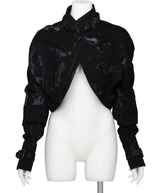 SCAPULAR HARNESS JACKET-BURNOUTTREATED DENIM