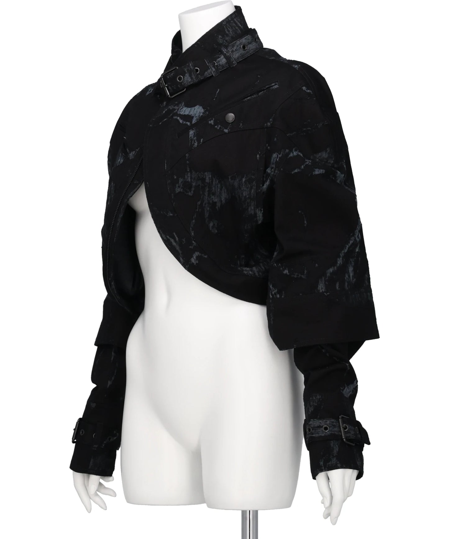 SCAPULAR HARNESS JACKET-BURNOUTTREATED DENIM