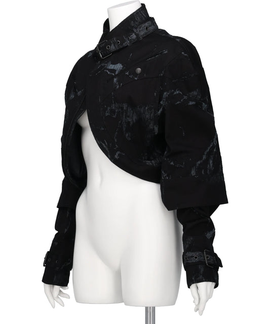 SCAPULAR HARNESS JACKET-BURNOUTTREATED DENIM