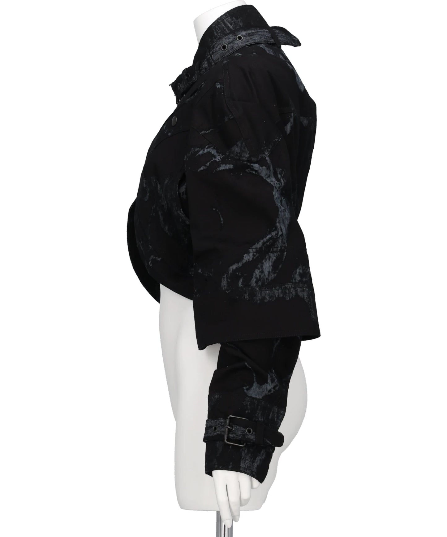 SCAPULAR HARNESS JACKET-BURNOUTTREATED DENIM