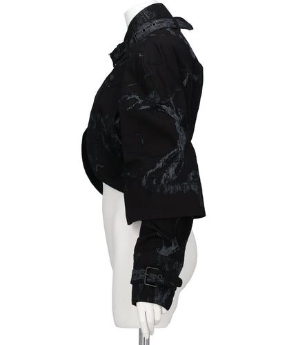 SCAPULAR HARNESS JACKET-BURNOUTTREATED DENIM