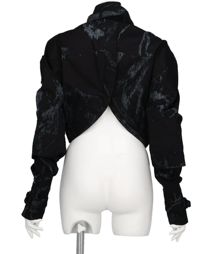 SCAPULAR HARNESS JACKET-BURNOUTTREATED DENIM