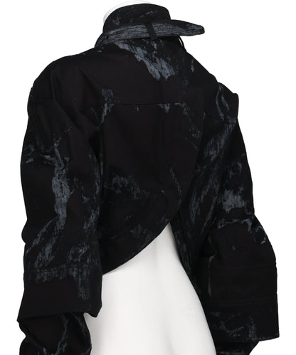 SCAPULAR HARNESS JACKET-BURNOUTTREATED DENIM