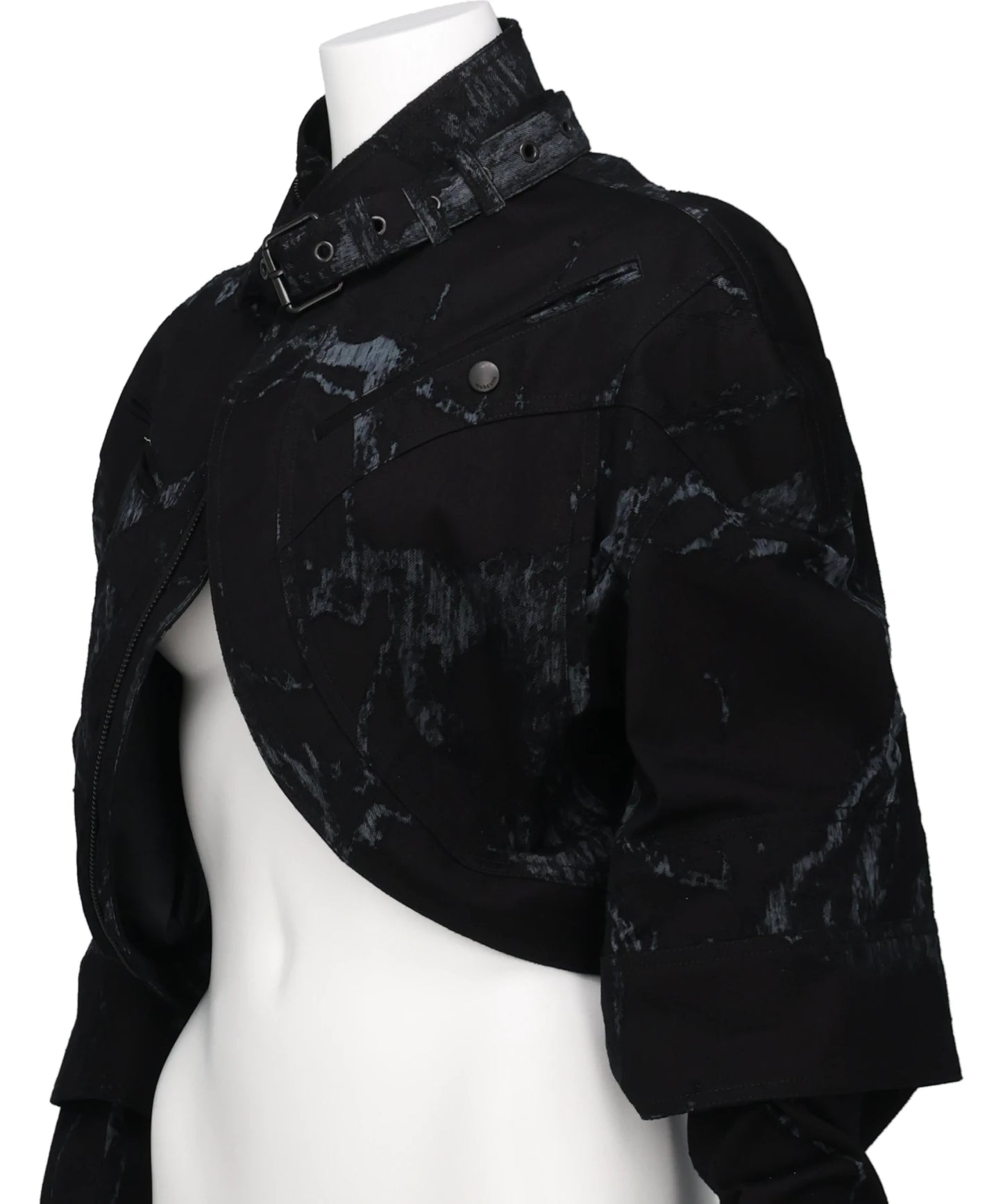 SCAPULAR HARNESS JACKET-BURNOUTTREATED DENIM