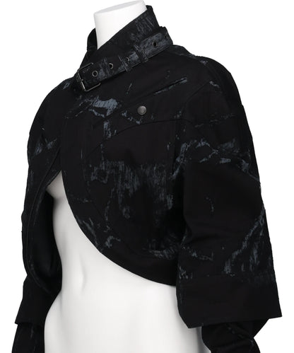 SCAPULAR HARNESS JACKET-BURNOUTTREATED DENIM