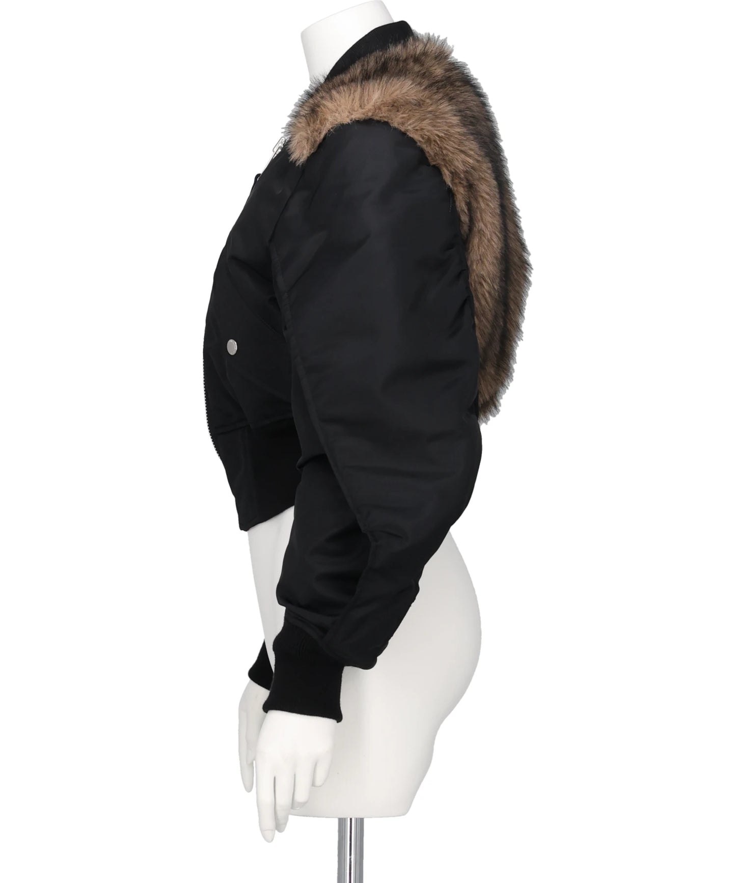 NYLON BOMBER JACKET WITH BACK FUR