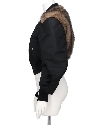 NYLON BOMBER JACKET WITH BACK FUR