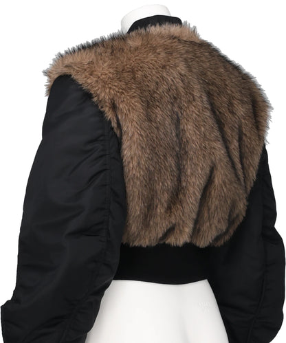 NYLON BOMBER JACKET WITH BACK FUR
