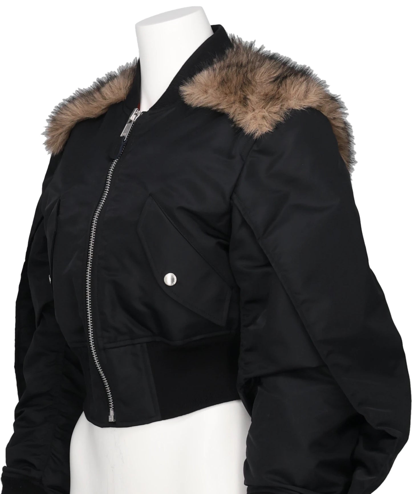 NYLON BOMBER JACKET WITH BACK FUR
