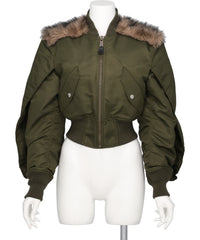 NYLON BOMBER JACKET WITH BACK FUR