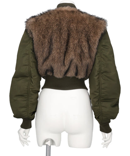NYLON BOMBER JACKET WITH BACK FUR