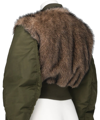 NYLON BOMBER JACKET WITH BACK FUR