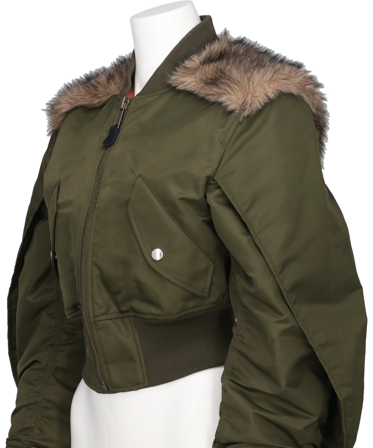 NYLON BOMBER JACKET WITH BACK FUR