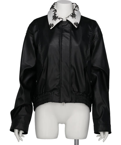 tanakadaisuke(タナカダイスケ) 2026AW CRYSTAL BIJOU COLLAR 2WAY BLOUSON TD-25AW-JK01-