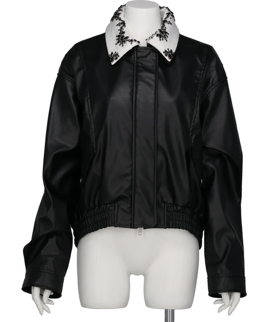 tanakadaisuke(タナカダイスケ) 2026AW CRYSTAL BIJOU COLLAR 2WAY BLOUSON TD-25AW-JK01-