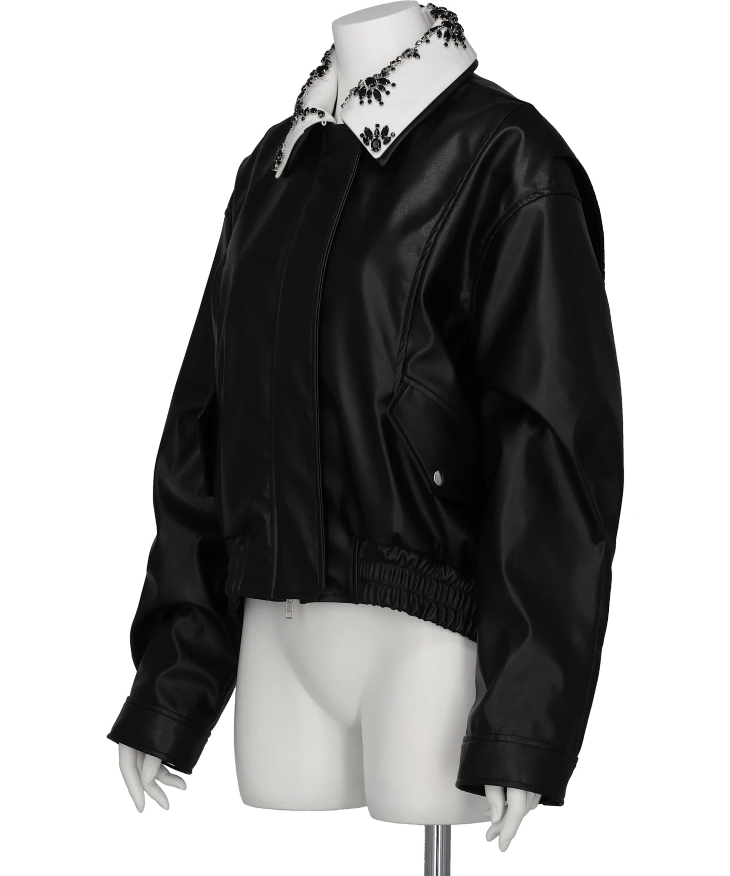 CRYSTAL BIJOU COLLAR 2WAY BLOUSON