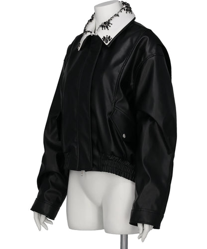 CRYSTAL BIJOU COLLAR 2WAY BLOUSON