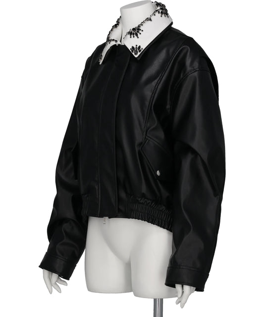 CRYSTAL BIJOU COLLAR 2WAY BLOUSON