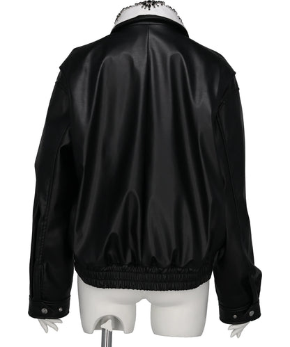 CRYSTAL BIJOU COLLAR 2WAY BLOUSON