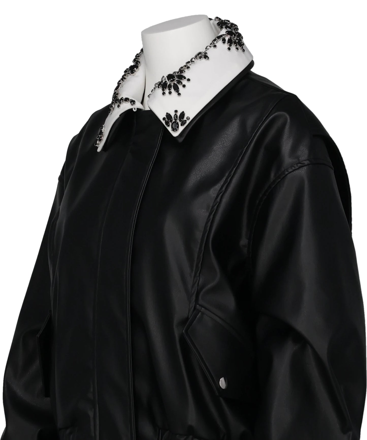 CRYSTAL BIJOU COLLAR 2WAY BLOUSON