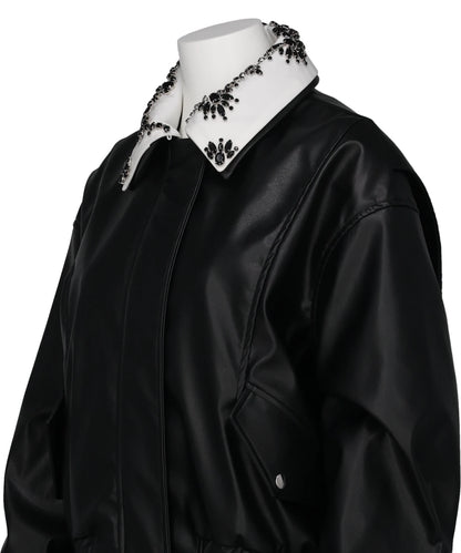 CRYSTAL BIJOU COLLAR 2WAY BLOUSON