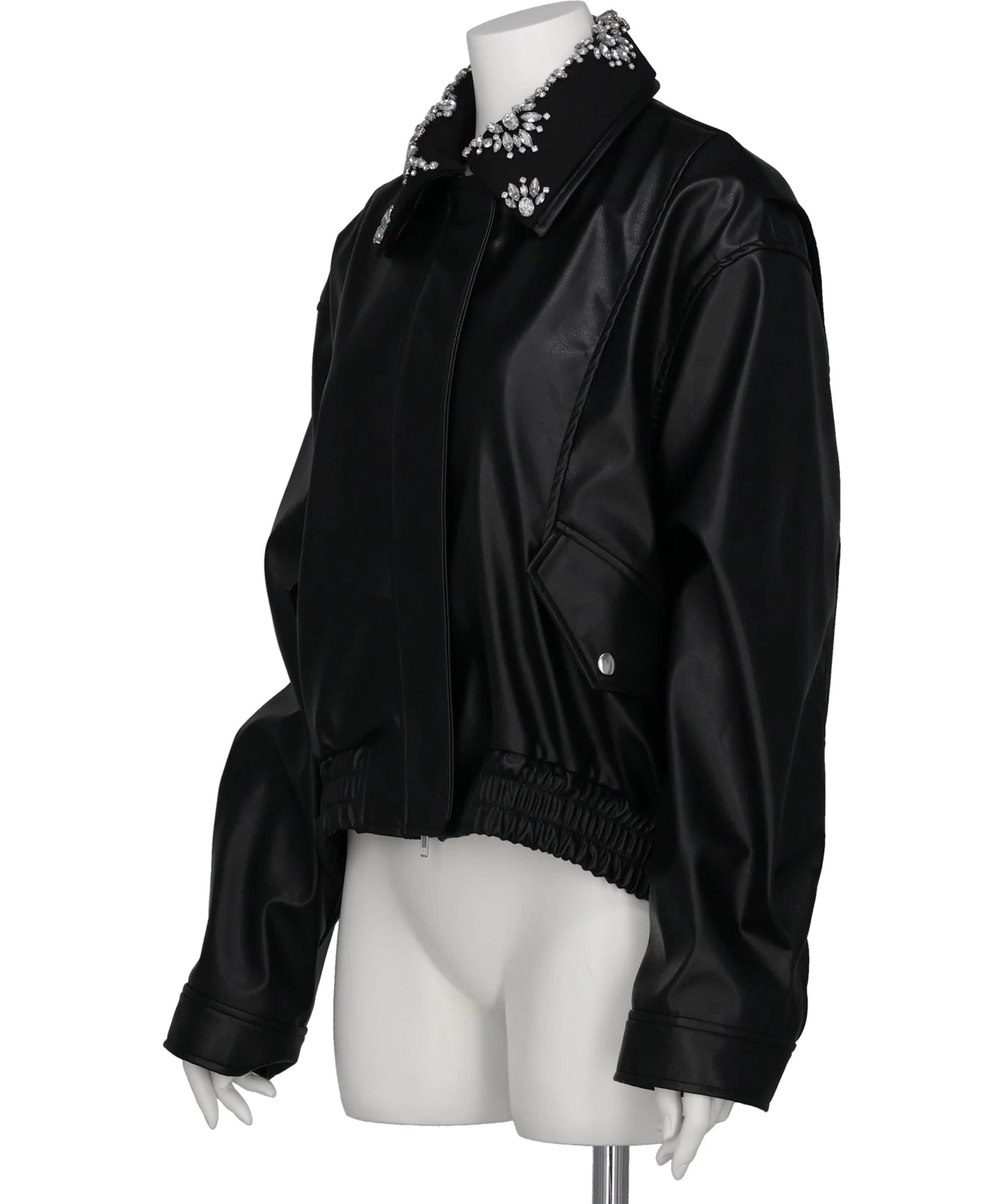 CRYSTAL BIJOU COLLAR 2WAY BLOUSON