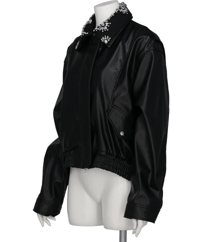 CRYSTAL BIJOU COLLAR 2WAY BLOUSON