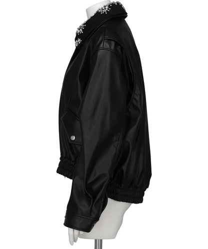 CRYSTAL BIJOU COLLAR 2WAY BLOUSON