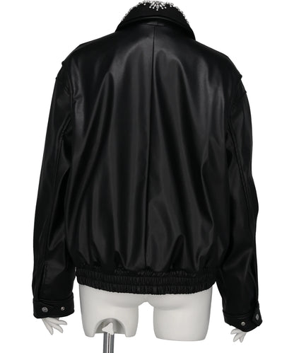 CRYSTAL BIJOU COLLAR 2WAY BLOUSON