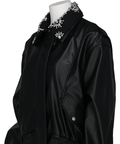 CRYSTAL BIJOU COLLAR 2WAY BLOUSON