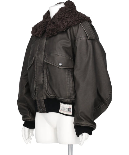DETACHABLE COLLAR FAUX LEATHER BLOUSON