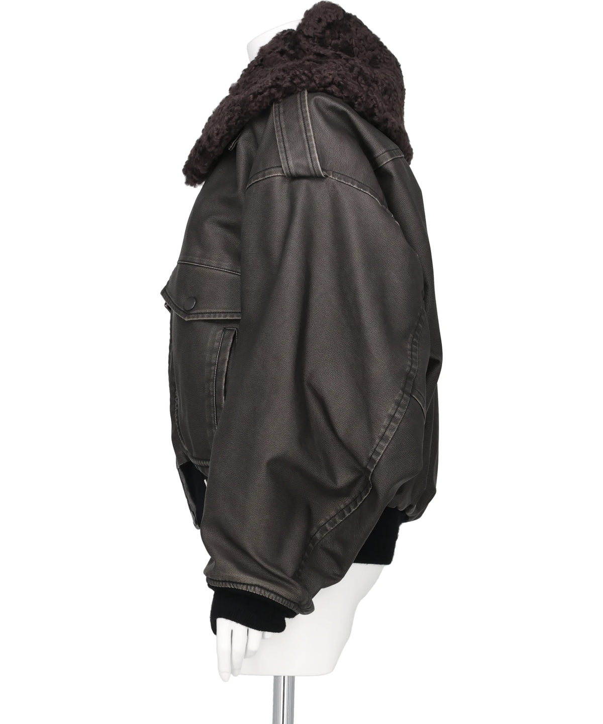 DETACHABLE COLLAR FAUX LEATHER BLOUSON