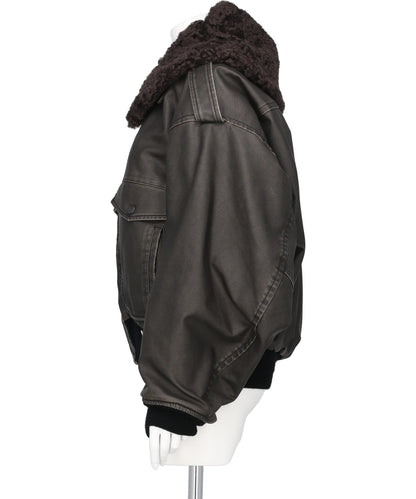 DETACHABLE COLLAR FAUX LEATHER BLOUSON