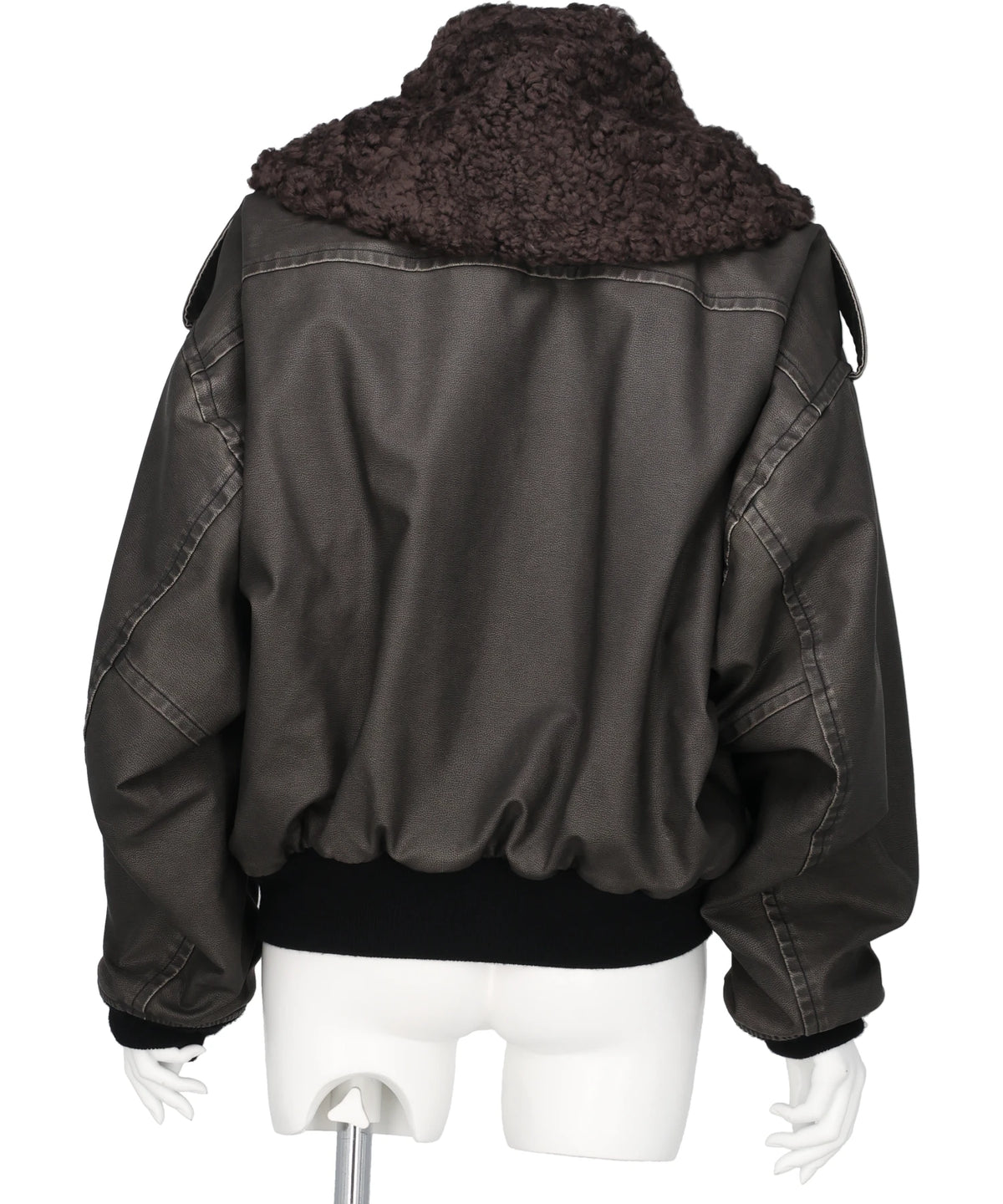 DETACHABLE COLLAR FAUX LEATHER BLOUSON