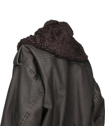 DETACHABLE COLLAR FAUX LEATHER BLOUSON